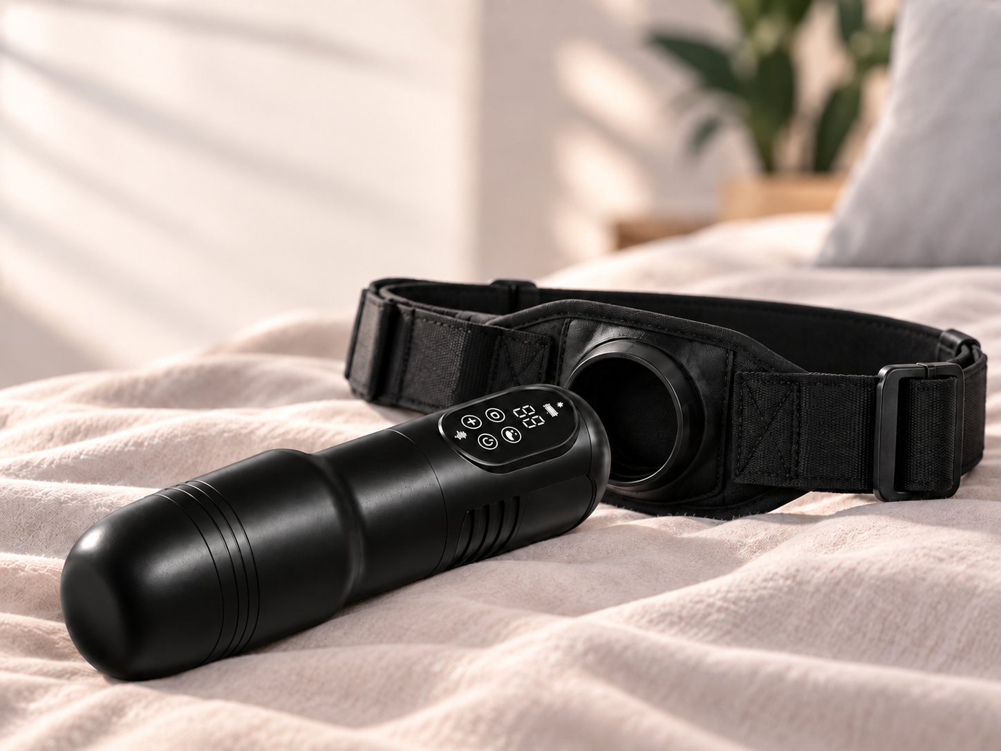 Cupsland product displayed with a compatible hands-free belt